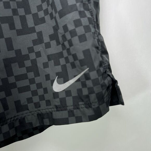 Nike Running Lined Athletic Shorts Mens Size Medium Black Gray Geometric Pockets - Picture 2 of 10